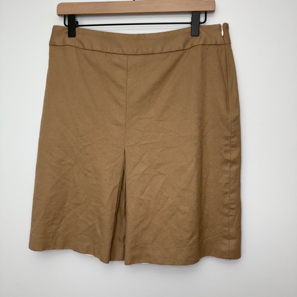 Brooks Brothers Women's Wool Skirt Front Pleat‎ Woven In Italy Tan Size 10 - Picture 1 of 5